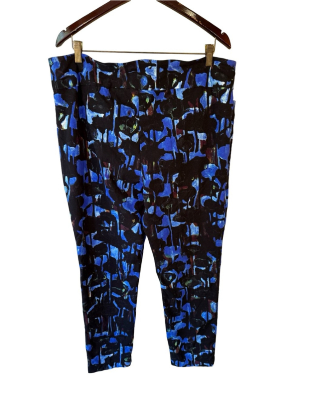Joseph Ribkoff Black & Blue Abstract Ankle Pants Size 20 Stretch Capsule - Picture 3 of 12